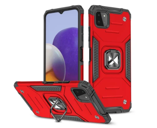 Dėklas Wozinsky Šarvuotas dėklo dangtelis + magnetinis laikiklis Samsung Galaxy A22 4G Ring Armor raudonas aprašymas - Prekės nuotrauka