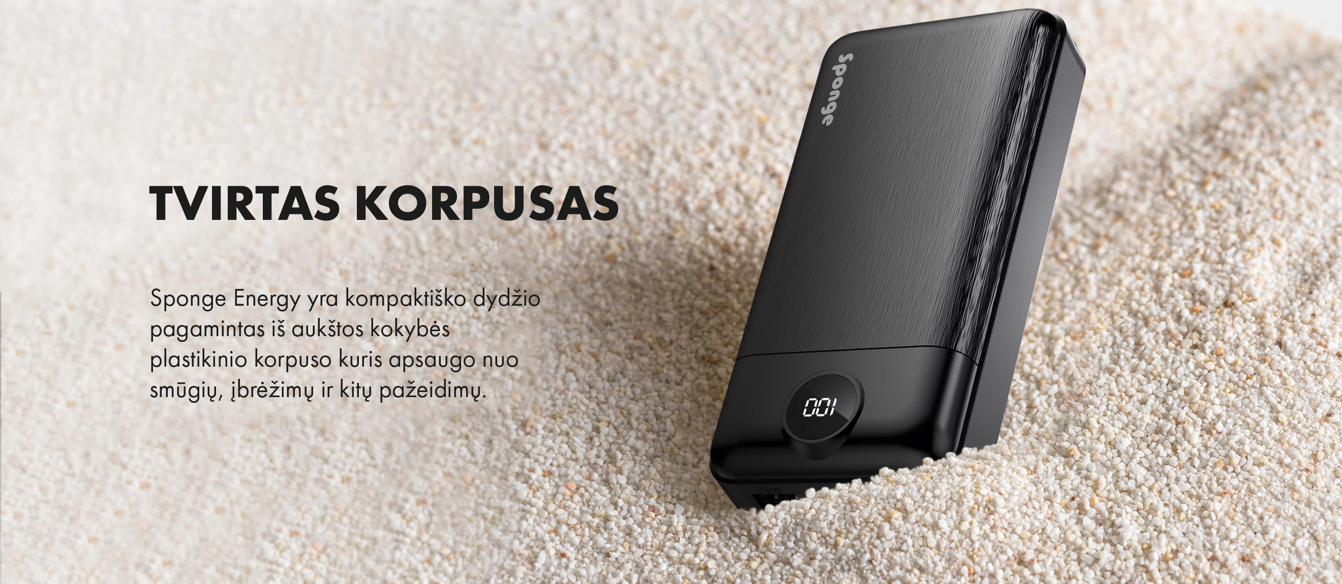 Nešiojamas įkroviklis Sponge Energy 20000 (Juodas) aprašymas - Prekės nuotrauka
