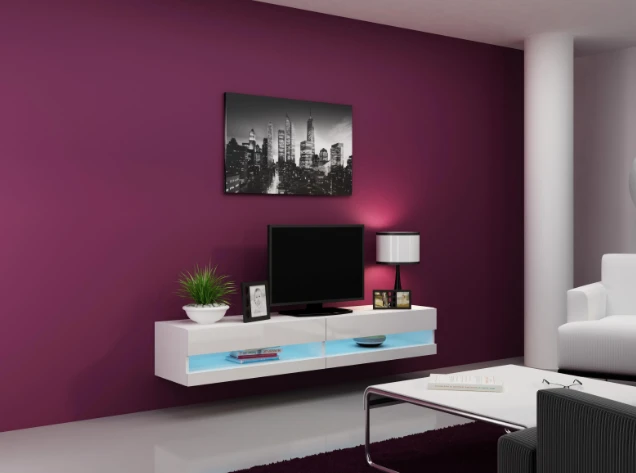Cama TV staliukas VIGO NEW 30/180/40 (spalva: balta/blizgi balta) aprašymas - Prekės nuotrauka
