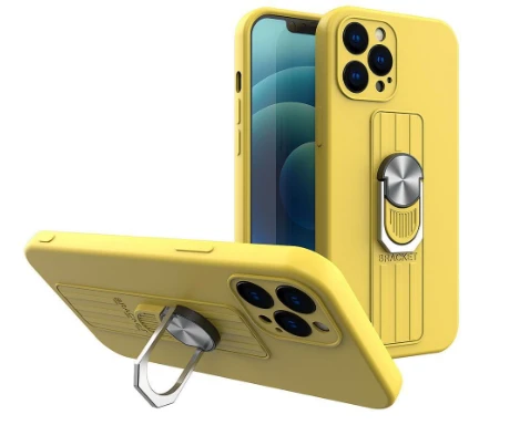 Hurtel Ring silikoninis dėklas skirtas iPhone 12 mini, geltonas aprašymas - Prekės nuotrauka