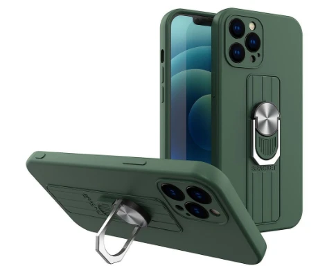 Hurtel Ring silikoninis dėklas skirtas Samsung Galaxy A22 4G, tamsiai žalias aprašymas - Prekės nuotrauka