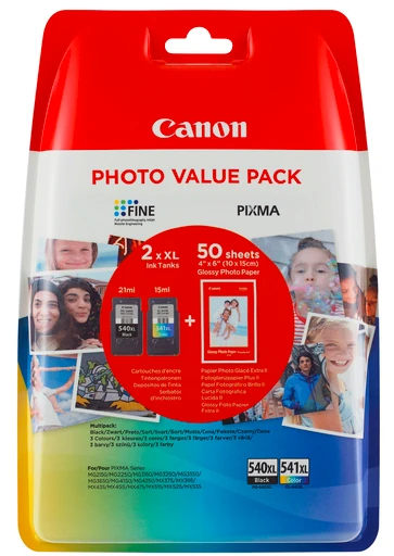 CANON 1LB PG-540 / CL-541 rašalo kasetė juoda ir spalvos standartinės talpos kombinuota lizdinė plokštelė be signalizacijos aprašymas - Prekės nuotrauka