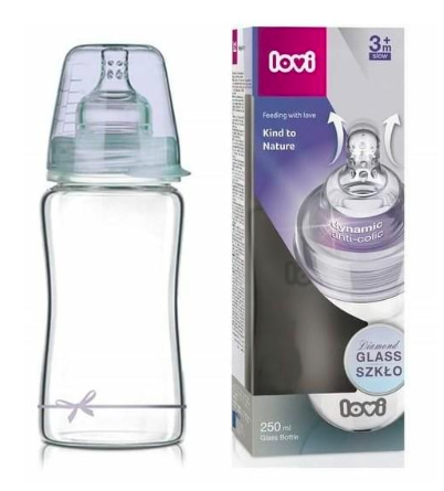 LOVI stiklinis buteliukas DIAMOND GLASS Baby Shower boy, 250 ml, 74/204boy aprašymas - Prekės nuotrauka