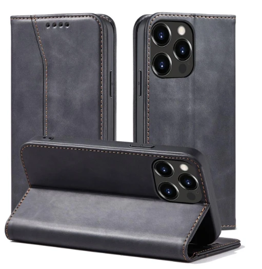 Hurtel Magnet Fancy dėklas telefonui Apple iPhone 14 Pro Max atverčiamas su stoveliu juodos spalvos aprašymas - Prekės nuotrauka
