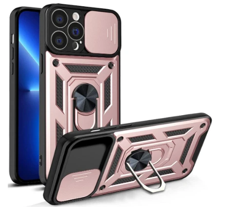 Hurtel Hybrid Armor Camshield dėklas skirtas iPhone 13 Pro, rožinis aprašymas - Prekės nuotrauka
