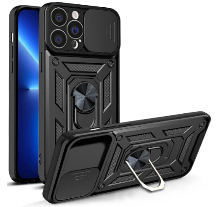 Hurtel Hybrid Armor Camshield dėklas skirtas iPhone 13 Pro, juodas aprašymas - Prekės nuotrauka