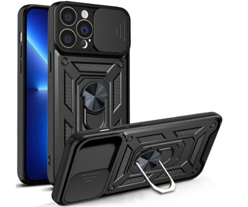 Hurtel Hybrid Armor Camshield dėklas skirtas iPhone 13 Pro Max, juodas aprašymas - Prekės nuotrauka