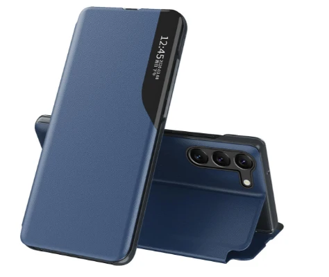 Hurtel Eco Leather View dėklas skirtas Samsung Galaxy S23+, mėlynas aprašymas - Prekės nuotrauka
