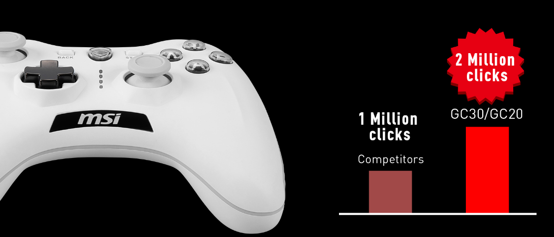 Žaidimų pultas MSI Force GC30 V2, baltos spalvos aprašymas - Prekės nuotrauka