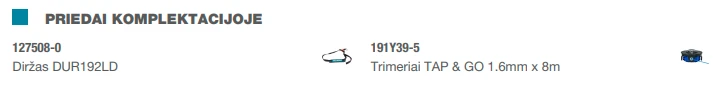 Makita Akumuliatorinė žoliapjovė/trimeris LXT ® DUR193Z 18V be akumuliatoriaus ir kroviklio aprašymas - Prekės nuotrauka Makita Akumuliatorinė žoliapjovė/trimeris LXT ® DUR193Z 18V be akumuliatoriaus ir kroviklio aprašymas - Prekės nuotrauka