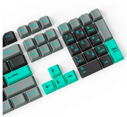 Klaviatūra Keychron Cherry ProfileDouble - Shot PBT klavišų rinkinys, mėtų/pilkos spalvos, 219 vnt. aprašymas - Prekės nuotrauka