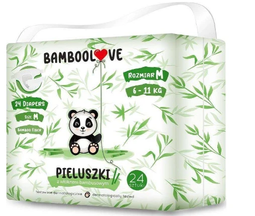 BambooLove bambuko pluošto vienkartinės sauskelnės M (6-11 kg) 24 vnt. aprašymas - Prekės nuotrauka