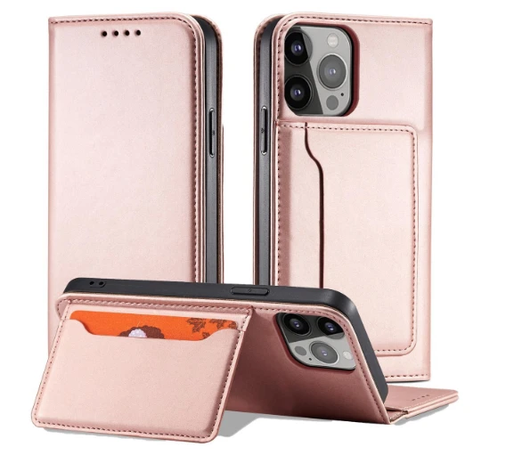 Hurtel Magnet Card dėklas skirtas iPhone 14 Pro Max, rožinis aprašymas - Prekės nuotrauka