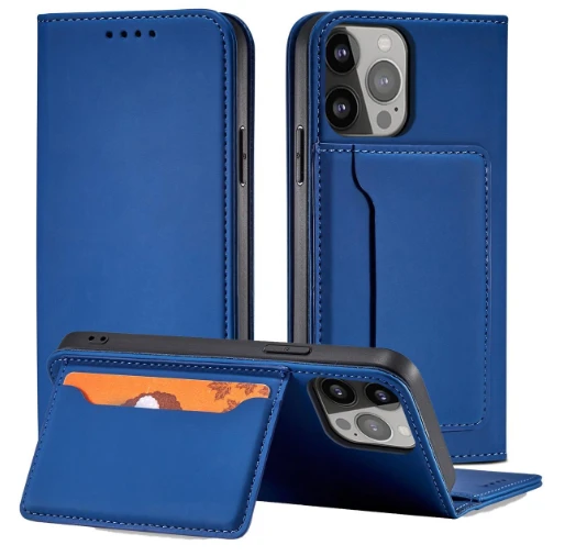 Hurtel Magnet Card dėklas skirtas iPhone 14 Plus, mėlynas aprašymas - Prekės nuotrauka