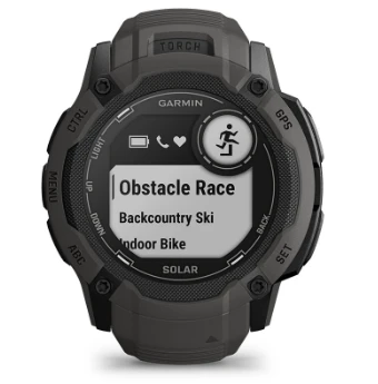 Išmanusis laikrodis Garmin Instinct 2X Solar, Juodos ir baltos spalvų korpusas su baltos spalvos dirželiu aprašymas - Prekės nuotrauka