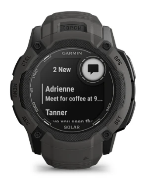 Išmanusis laikrodis Garmin Instinct 2X Solar, Juodos ir baltos spalvų korpusas su baltos spalvos dirželiu aprašymas - Prekės nuotrauka