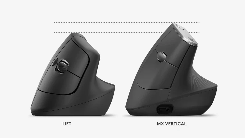 Belaidė pelė Logitech MX Vertical, pilka aprašymas - Prekės nuotrauka