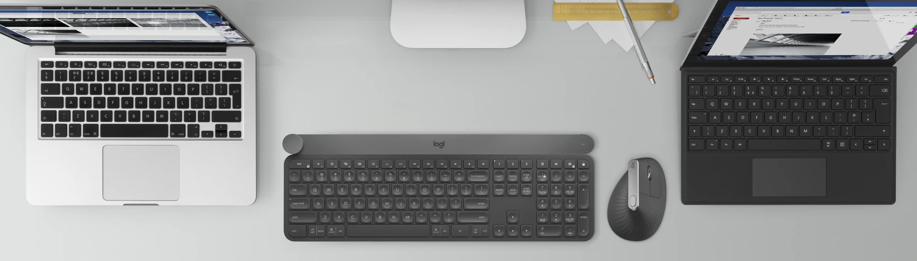 Belaidė pelė Logitech MX Vertical, pilka aprašymas - Prekės nuotrauka