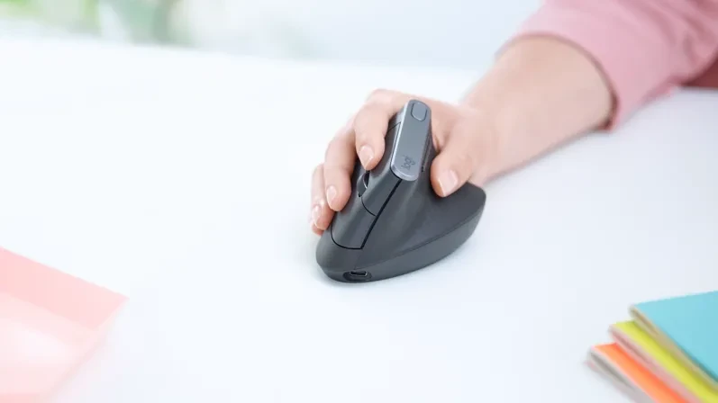 Belaidė pelė Logitech MX Vertical, pilka aprašymas - Prekės nuotrauka