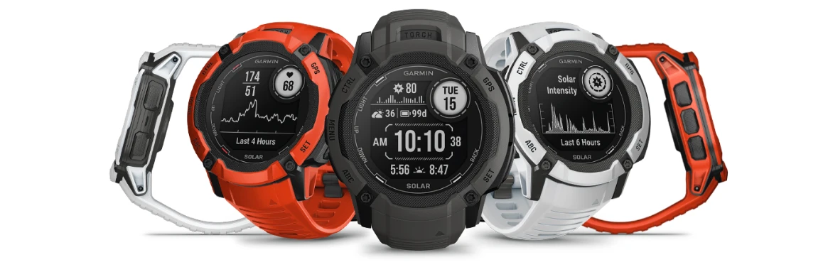 Išmanusis laikrodis Garmin Instinct 2X Solar, Juodos ir baltos spalvų korpusas su baltos spalvos dirželiu aprašymas - Prekės nuotrauka