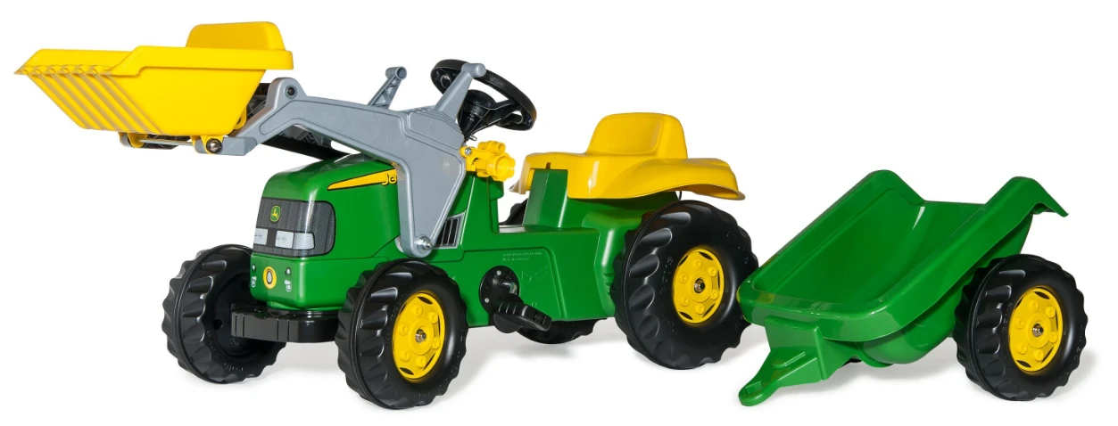 Rolly Toys John Deere minamas traktorius su kaušu ir priekaba aprašymas - Prekės nuotrauka