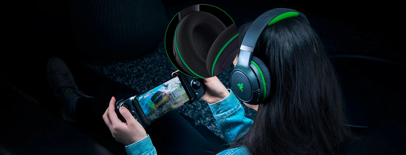 Belaidės žaidimų ausinės Razer Kaira Pro, skirtos Xbox Series X ir mobiliems Xbox žaidimams, Juodos spalvos aprašymas - Prekės nuotrauka
