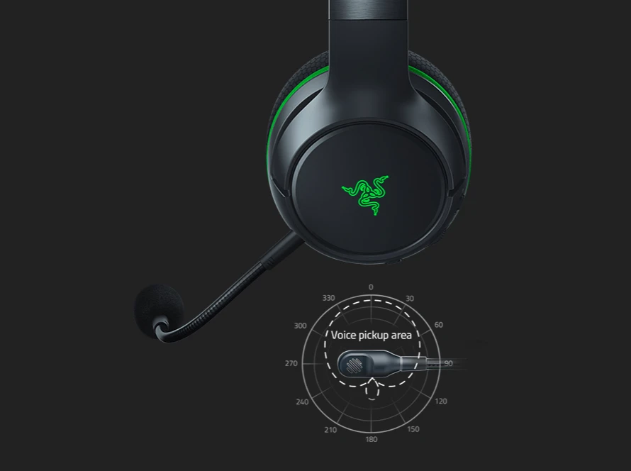 Belaidės žaidimų ausinės Razer Kaira Pro, skirtos Xbox Series X ir mobiliems Xbox žaidimams, Juodos spalvos aprašymas - Prekės nuotrauka