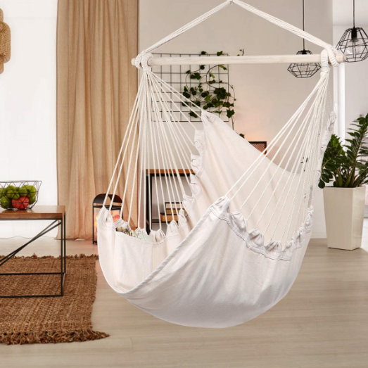 ModernHome pakabinamos sūpynės su 2 pagalvėlėmis aprašymas - Prekės nuotrauka