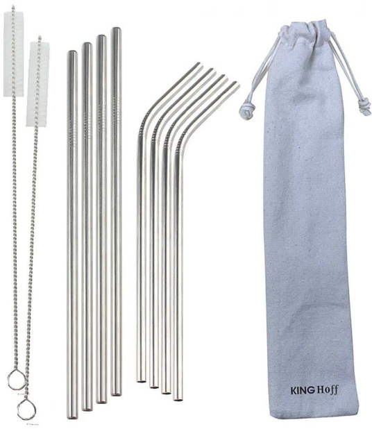 King Hoff  KH-1357 metaliniai gėrimų šiaudeliai, 8 vnt. aprašymas - Prekės nuotrauka