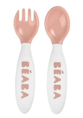 Beaba ergonomiški stalo įrankiai, +8 mėn, spalva: old pink aprašymas - Prekės nuotrauka