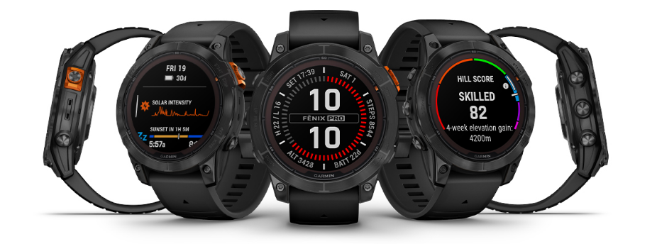 Išmanusis laikrodis Garmin Fenix 7 Pro Solar, Pilkos skalūno spalvos, su juodu dirželiu aprašymas - Prekės nuotrauka