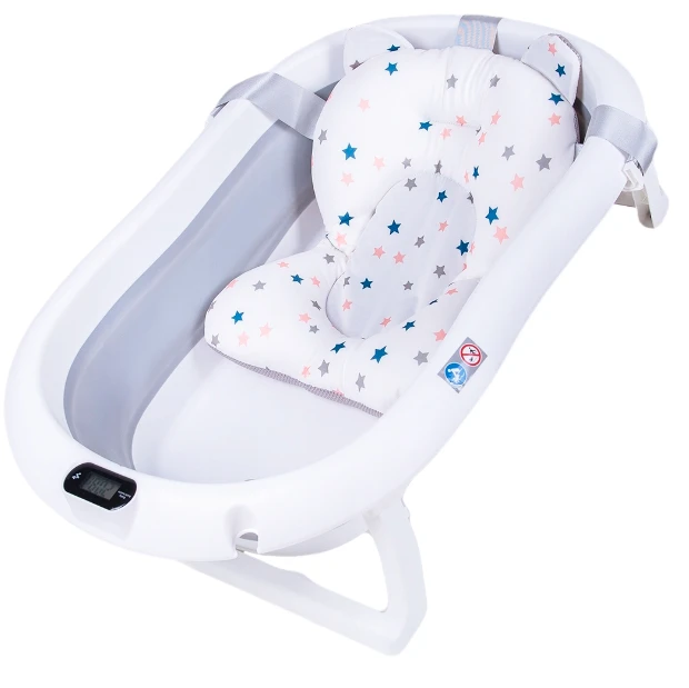 PRIMABOBO silikoninė sulankstoma vonelė su termometru, pilka, 79 cm, HB_ws_G aprašymas - Prekės nuotrauka