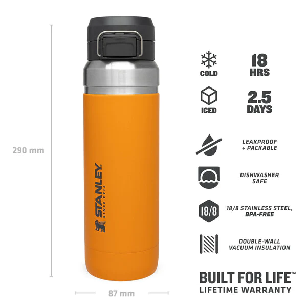 Gertuvė Stanley QUICK FLIP, 1064 ml, oranžinės (Saffron) spalvos aprašymas - Prekės nuotrauka