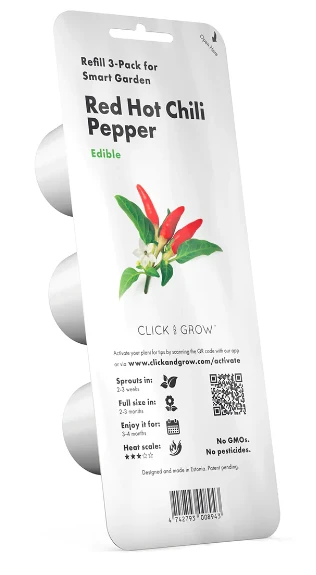 Click & Grow sėklos išmaniajam vazonui - Raudonieji aštrieji čili pipirai (SGR52x3) 3vnt. aprašymas - Prekės nuotrauka