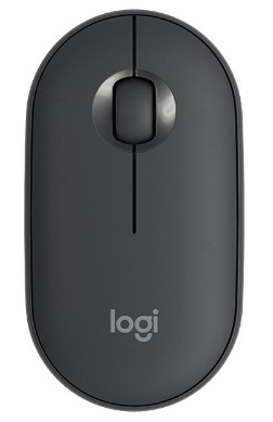 Minimalistinė moderni ir tyli belaidė pelė Logitech Pebble M350, Grafito spalvos aprašymas - Prekės nuotrauka