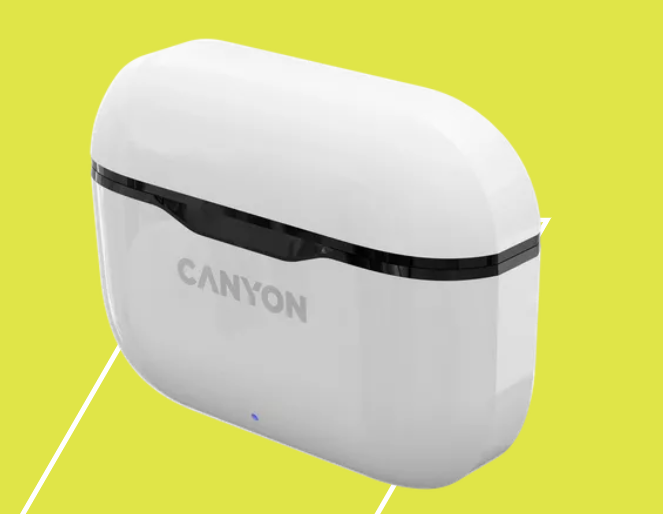 Belaidės ausinės Canyon TWS-3, Baltos/Juodos spalvos aprašymas - Prekės nuotrauka