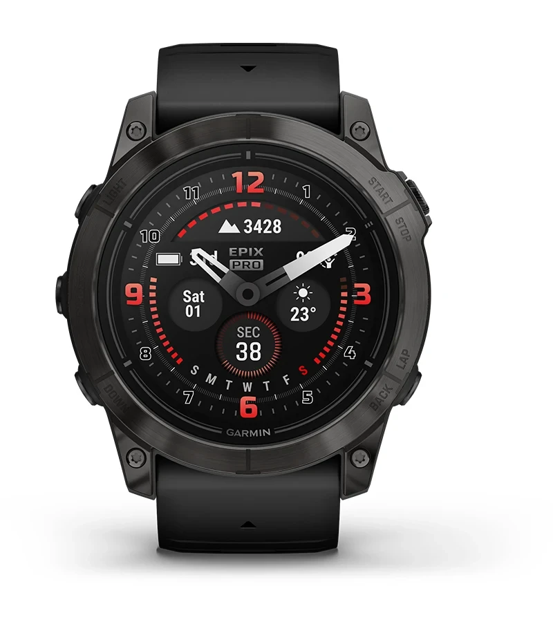 Išmanusis laikrodis Garmin epix™ Pro (Gen 2) – Sapphire Edition, 51 mm, Pilkos anglies spalvos aprašymas - Prekės nuotrauka