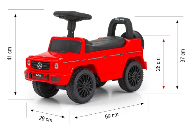 Paspiriama mašinėlė - stumdukas Milly Mally Mercedes G350d, Raudona aprašymas - Prekės nuotrauka