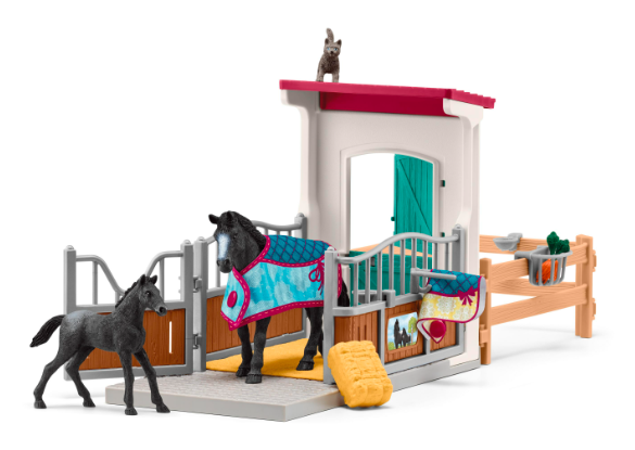 SCHLEICH HORSE CLUB Žirgų aptvaras su kumele ir kumeliuku aprašymas - Prekės nuotrauka