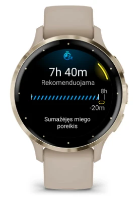 Išmanusis laikrodis Garmin Venu® 3S, Sidabro spalvos nerūdijančiojo plieno apvadas, su žaliai pilkos spalvos korpusu ir silikoniniu dirželiu aprašymas - Prekės nuotrauka