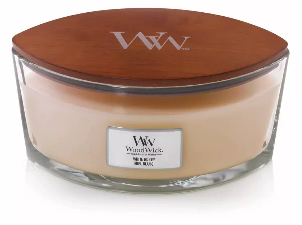 WoodWick Aromatinė žvakė (White Honey), 453,6 g aprašymas - Prekės nuotrauka