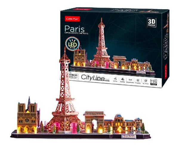 CUBICFUN City Line 3D dėlionė su LED (didelė)„Paryžius