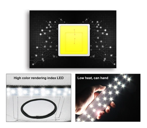 Puluz 80 cm sulankstoma nešiojama baltos šviesos fotografavimo palapinė su 3 spalvų (juoda, balta, oranžinė) fonu, 8500 liumenų aprašymas - Prekės nuotrauka