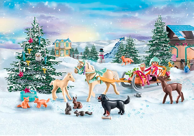 Playmobil Advento kalendorius Arklių pasaulis - Kalėdinis pasivažinėjimas rogėmis, 71345 aprašymas - Prekės nuotrauka