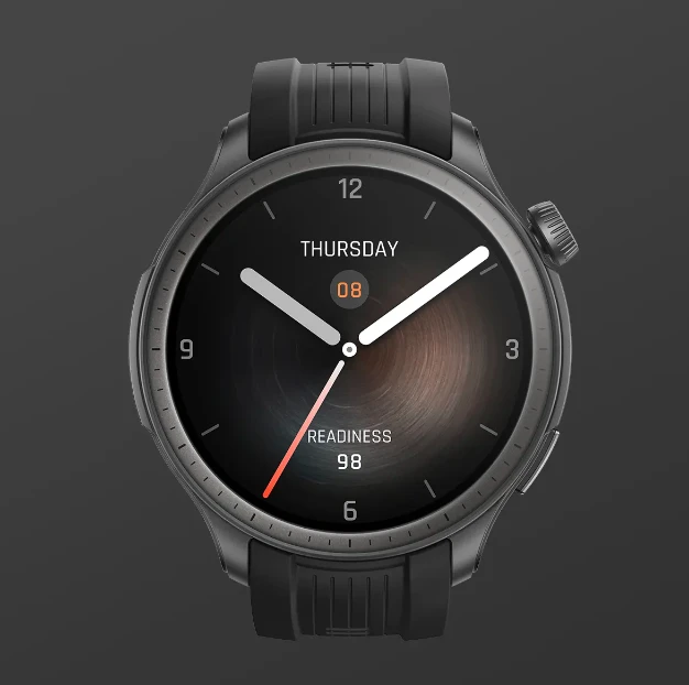 Išmanusis laikrodis Amazfit Balance, Tamsiai pilkos spalvos korpusas su juodos spalvos dirželiu aprašymas - Prekės nuotrauka