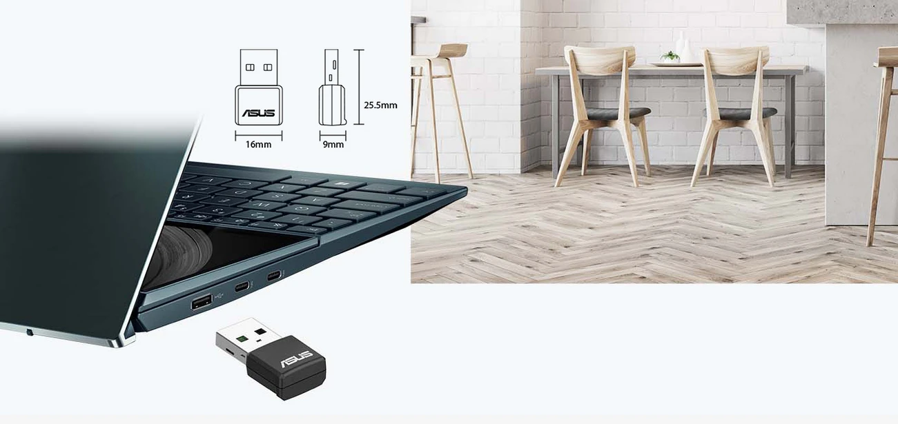 USB adapteris „Asus Dual Band Wireless AX1800“ USB-AX55 Nano aprašymas - Prekės nuotrauka