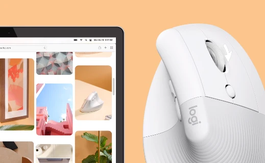 Kompiuterinė pelė Logitech Lift for Mac, Baltos spalvos aprašymas - Prekės nuotrauka