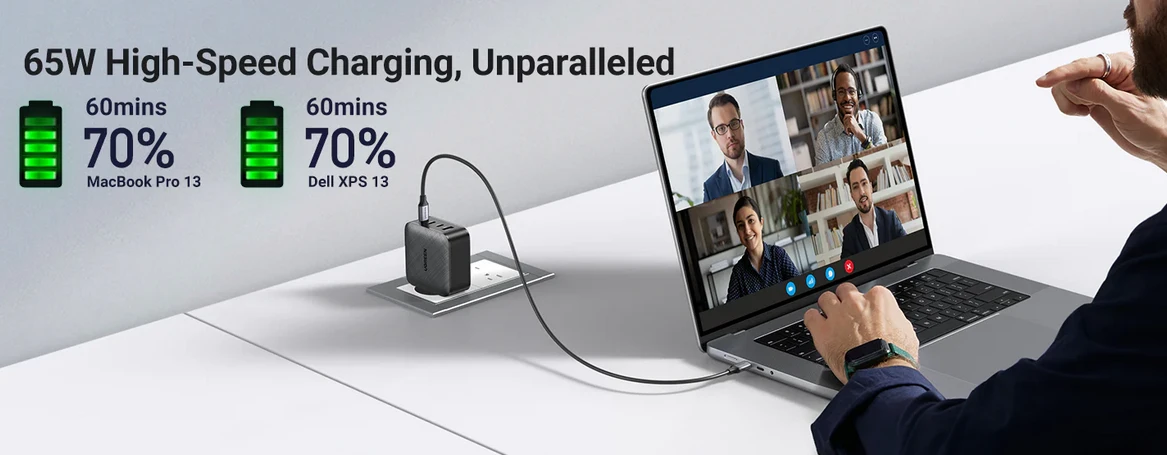 Įkroviklis UGREEN CD224, 3 x USB-C, 1 x USB, GaN, 65W aprašymas - Prekės nuotrauka