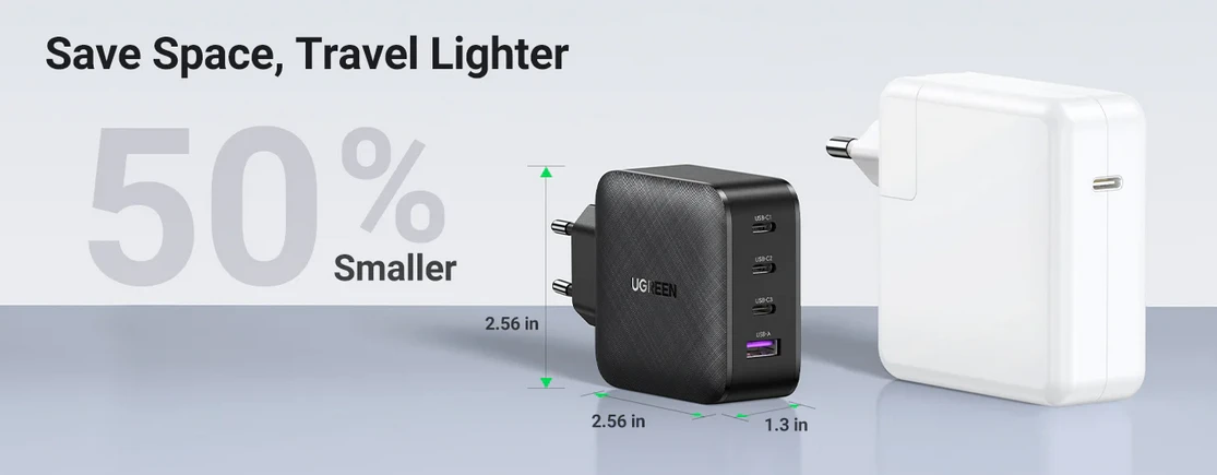 Įkroviklis UGREEN CD224, 3 x USB-C, 1 x USB, GaN, 65W aprašymas - Prekės nuotrauka
