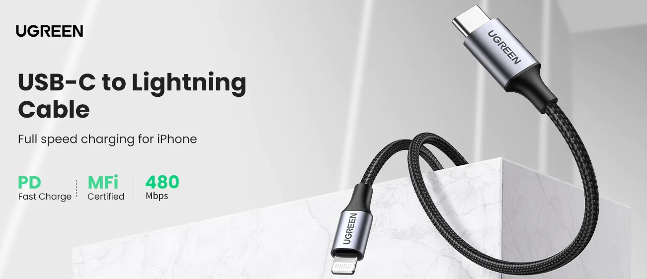 Kabelis Ugreen USB-C – Lightning, 1m (UGR268) aprašymas - Prekės nuotrauka